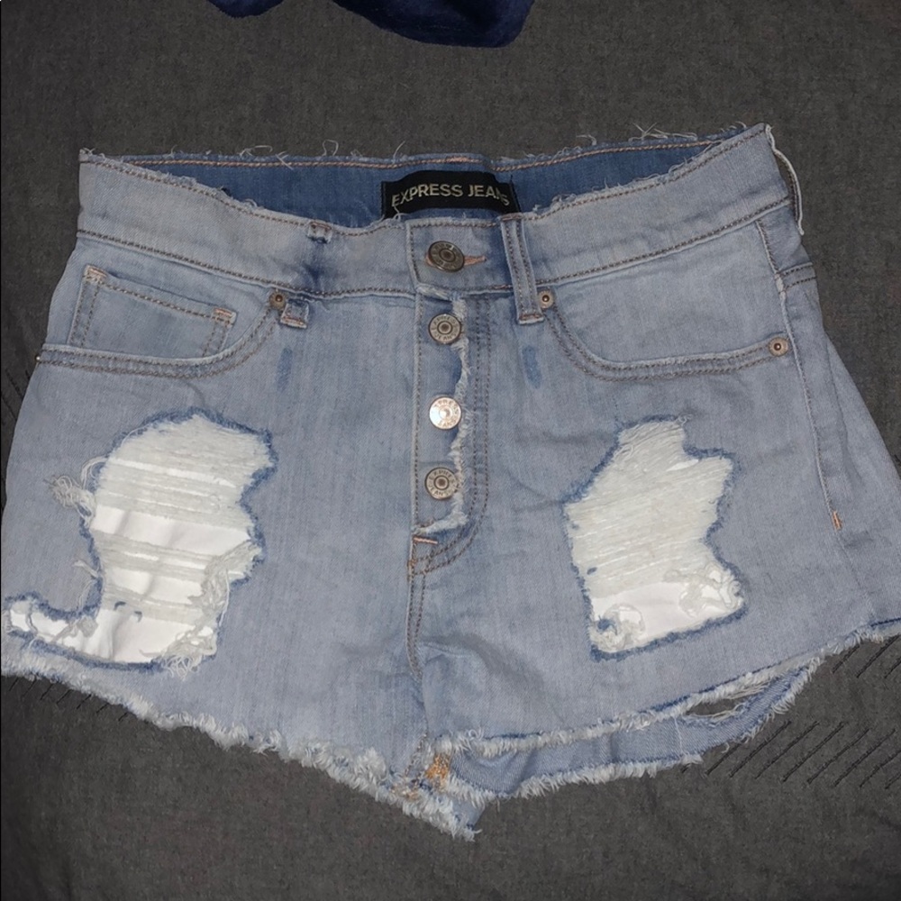Express button fly shorts